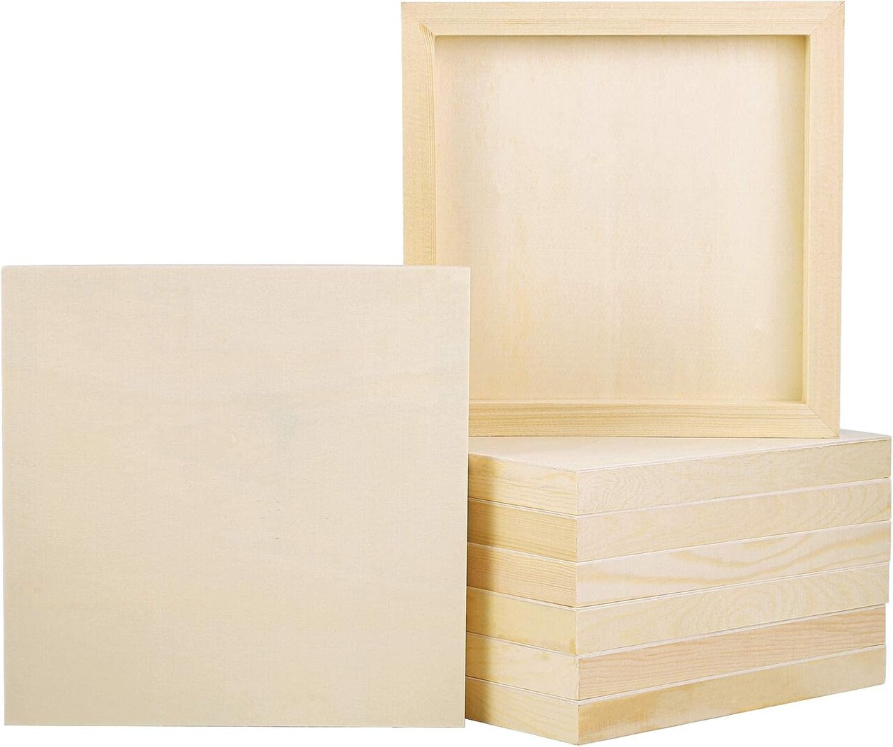 8 Pack Wood Panels 8 x 8 Inch Unfinished Wood Canvas Wooden Panel Boards for Painting, Pouring, Arts Use with Oils, Acrylics